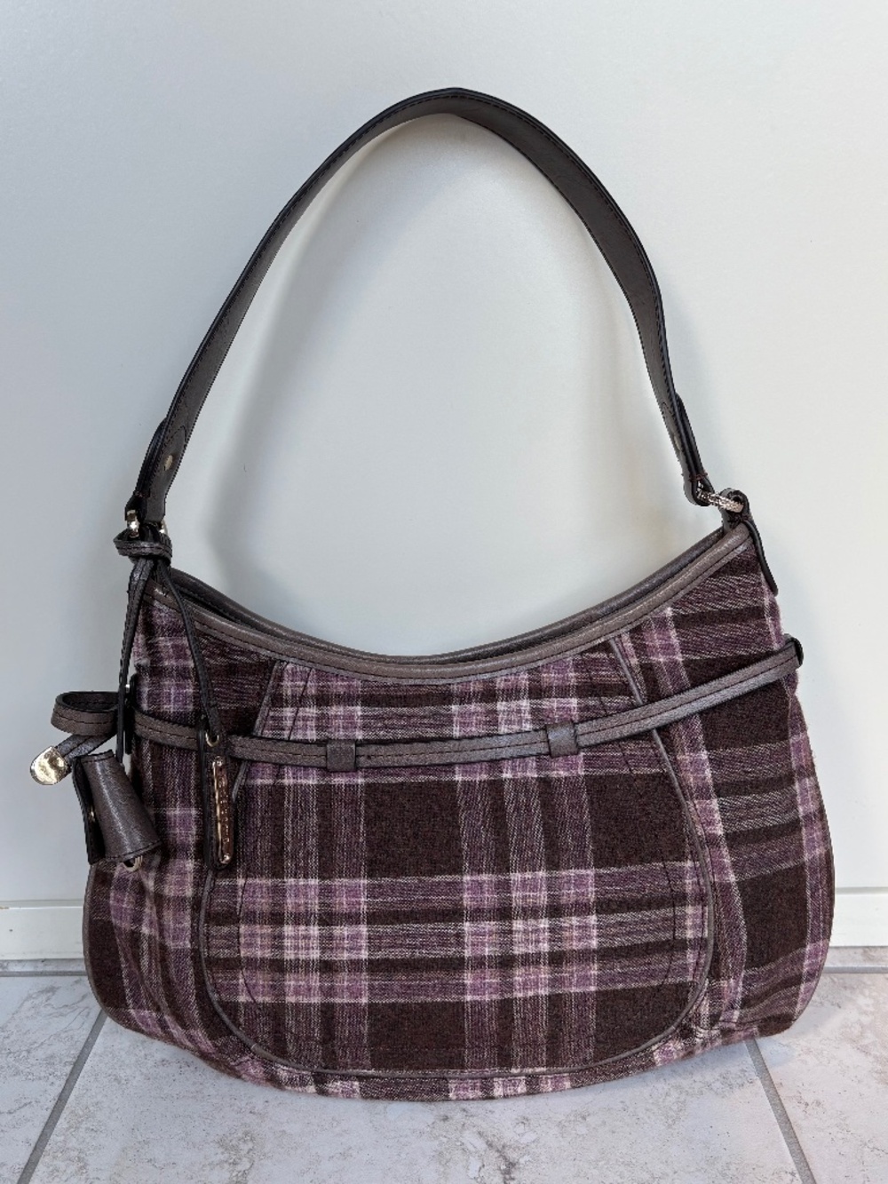 Liz Claiborne Wool Plaid Shoulder Bag